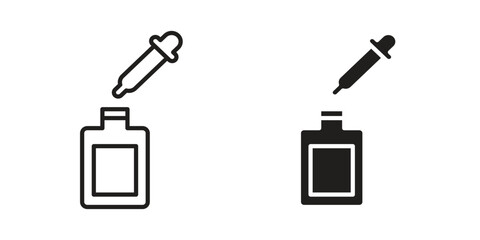 Serum icon. Stroke and Glyph pictogram. Vector illustration on white background