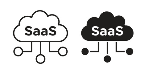 SaaS icon. Stroke and Glyph pictogram. Vector illustration on white background