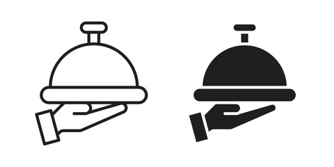 Restaurant Tray icon. Stroke and Glyph pictogram. Vector illustration on white background