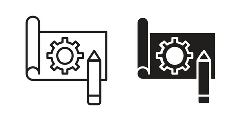 Prototyping icon. Stroke and Glyph pictogram. Vector illustration on white background