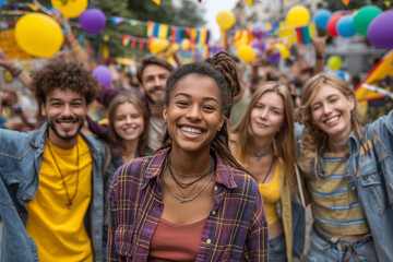 A joyful scene capturing a group of young people celebrating International Youth Day. 
