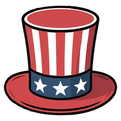 Vector art of an uncle sam hat with stars and stripes isolated on white background