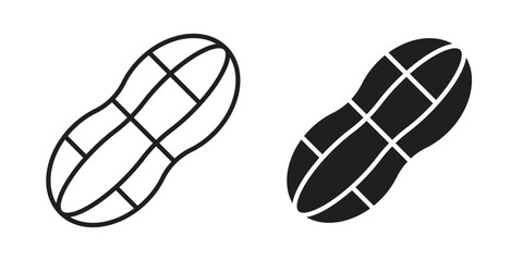 Peanut icon. Stroke and Glyph pictogram. Vector illustration on white background