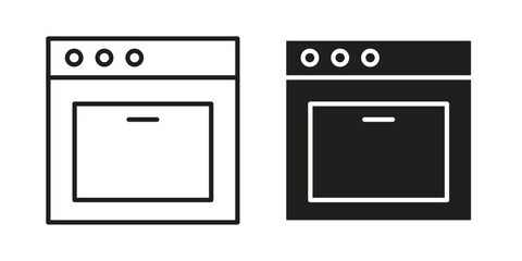 Oven icon. Stroke and Glyph pictogram. Vector illustration on white background