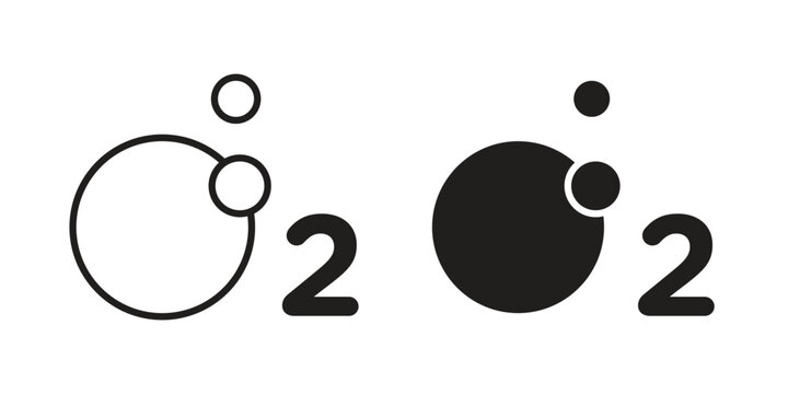 Oxygen O2 icon. Stroke and Glyph pictogram. Vector illustration on white background