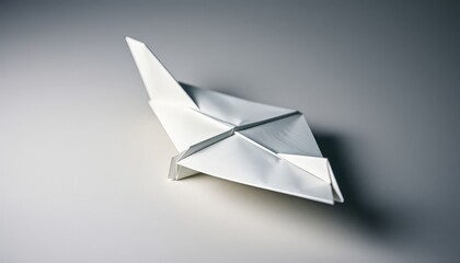White Origami Paper Art Abstract Geometric Design on Gray Background