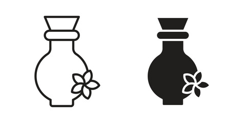 Massage oil icon. Stroke and Glyph pictogram. Vector illustration on white background