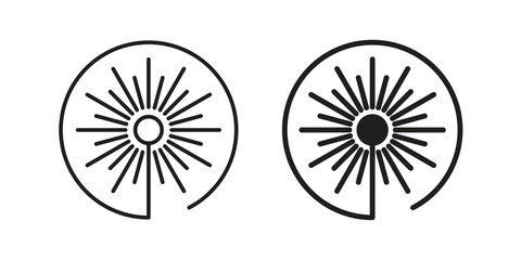 Laser beam icon. Stroke and Glyph pictogram. Vector illustration on white background