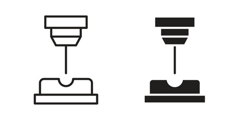 Laser machine icon. Stroke and Glyph pictogram. Vector illustration on white background