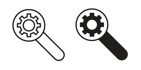 Investigate icon. Stroke and Glyph pictogram. Vector illustration on white background