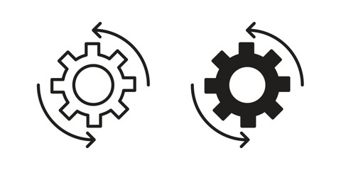 Implementation icon. Stroke and Glyph pictogram. Vector illustration on white background