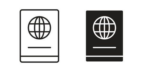 Immigration icon. Stroke and Glyph pictogram. Vector illustration on white background