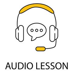 Audio Course Learning Vector Icon With Headphones