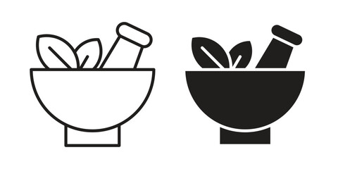 Herbal medicine icon. Stroke and Glyph pictogram. Vector illustration on white background