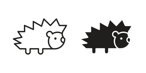 Hedgehog icon. Stroke and Glyph pictogram. Vector illustration on white background