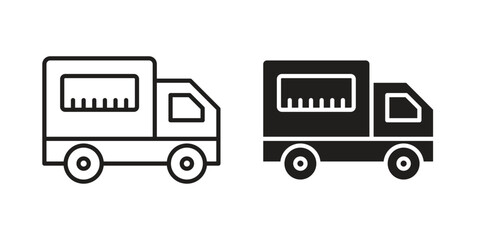 Food truck icon. Stroke and Glyph pictogram. Vector illustration on white background