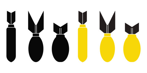Nuclear bomb silhouette. Collection of nuclear bomb icon symbol vector illustration on white background