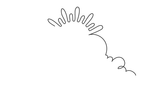 Animation of one line drawing of clouds with sun in the sky. Weather symbol and storage concept. Continuous line self drawing. Animated illustration. 4K