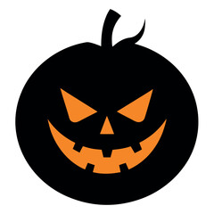 Jack O Lantern Silhouette Vector On White Background