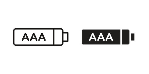 Obraz premium AAA battery icon. Stroke and Glyph pictogram. Vector illustration on white background