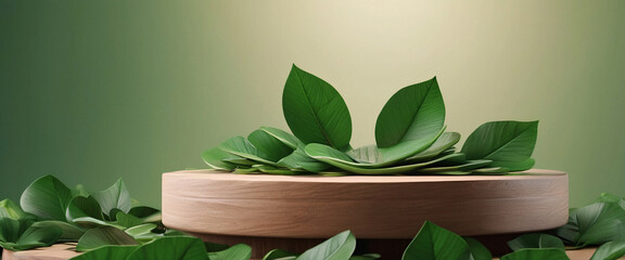 Green Leaves on Wooden Platform