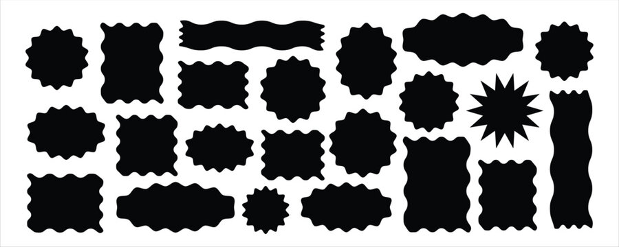 Collection of wavy shape vector illustration. edges, scallop, rectangle, frame shape vector isolated on white background