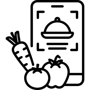 smartphone food app with vegetables clip art preview