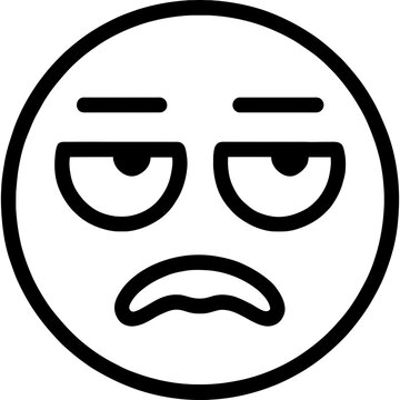 Annoyed eye-roll face outline icon vector
