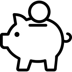 Obraz premium Piggy bank outline icon vector