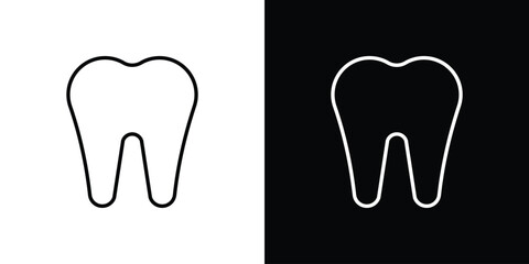 Tooth icon thin line symbol on white background. Editable stroke vector illustration