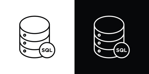 SQL icon thin line symbol on white background. Editable stroke vector illustration