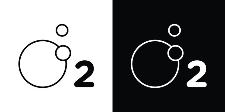 Oxygen O2 icon thin line symbol on white background. Editable stroke vector illustration