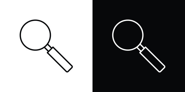Magnifying glass icon thin line symbol on white background. Editable stroke vector illustration