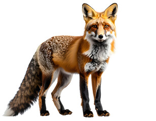 Fototapeta premium A full-body Fox standing on the ground, with a transparent background.