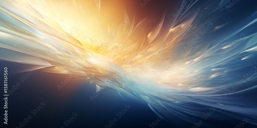 Poster abstract swirl of warm sunlight and cool water hues in a fluid composition creating a dynamic visual