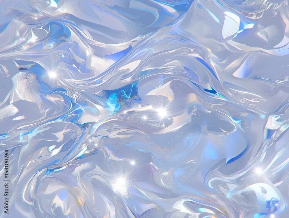 Poster swirling abstract water patterns create a tranquil atmosphere with shimmering reflections and soft b