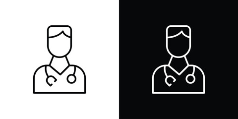 Doctor icon thin line symbol on white background. Editable stroke vector illustration