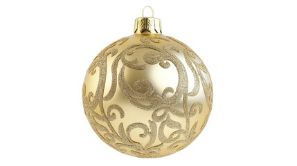 Elegant Gold Christmas Bauble Ornament With Glittery Swirl Design