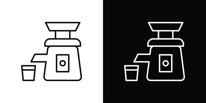 Cold pressed juicer icon thin line symbol on white background. Editable stroke vector illustration