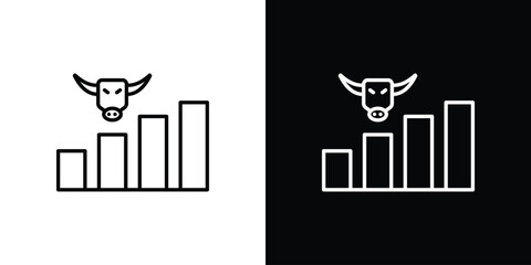 Bull market icon thin line symbol on white background. Editable stroke vector illustration