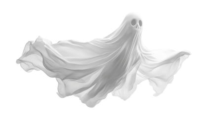 Ethereal White Ghost Figure Floating Spirit In Flowing Fabric For Halloween Holiday