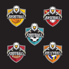 Naklejka premium sports club logo set eagle vector illustration design