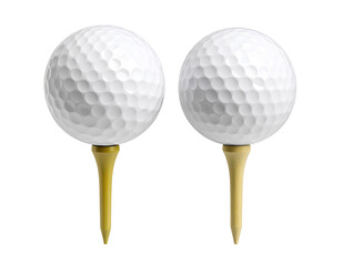 Golf ball and tee, transparent background.