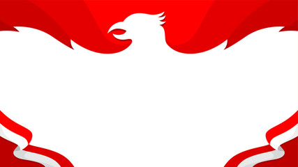 Red and white background with an Indonesian eagle as a copy space for text suitable for an important day such an Independence Day celebrate on August 17