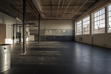Empty industrial style gym interior
