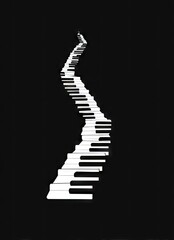 Piano keys forming a winding path