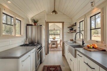 Light-filled tiny house kitchen