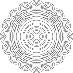Intricate black and white circular floral pattern abstract circle