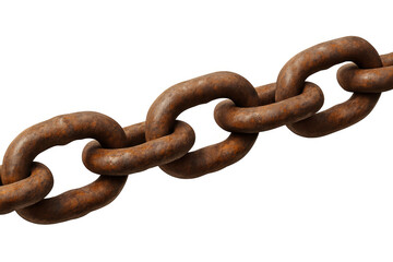 Obraz premium Rusty metal chain links connecting, symbolizing industrial strength and interconnectedness against transparent backdrop