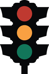 Classic traffic light illustration depicting red yellow and green signals for road safety